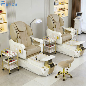 Chaise de pédicure professionnelle pour salon de beauté avec système de massage et élégante cuvette en verre pour les pieds - Product Image 1