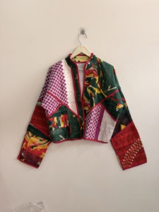 Indian Handmade Vintage Kantha Winter <b>Jacket</b>-Breathable Quilted Patchwork Boho <b>Hippie</b> Coat with Horn Buttons - Product Image 3