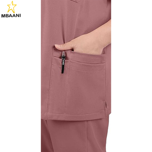 ชุดสครับสำหรับผู้หญิง - ชุดยูนิฟอร์มคอวี 8 กระเป๋า กางเกงจ็อกเกอร์ยืดได้ ชุดทำงานทางการแพทย์สำหรับพยาบาล ดูแลสัตว์เลี้ยง - Product Image 5