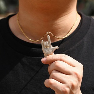 Pendentif Hip Hop Iced Out de haute qualité en argent sterling 925 plaqué or 18 carats avec diamant Moissanite VVS pour doigt - Product Image 3
