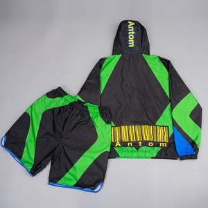 Waterproof Windproof Casual Hooded <b>Jacket</b> <b>Short</b> Sets Men's Lightweight Cotton Solid Summer Outdoor Wind Breaker - Product Image 3