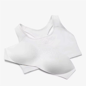 Soutien-gorge de sport blanc léger et simple à dos nageur avec cristaux sur le devant, maintien moyen, pour le yoga et les activités sportives - Product Image 4