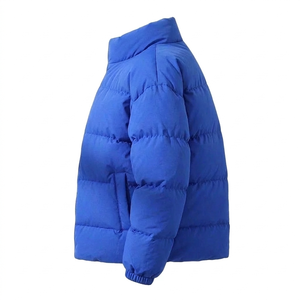 Custom High Quality Winter Mens Puffer <b>Jacket</b> Plain Blue Padded <b>Mandarin</b> <b>Collar</b> Hooded Windproof Warm Thick Quilted Front - Product Image 4