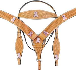 Têtière Western avec Plastron en Cuir Noir Tout Usage pour l'Équitation - Product Image 2