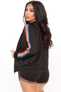 Women's <b>White</b> Knitted Off Shoulder Crop Top With Multi Color Stripe Shorts <b>Set</b> Casual Spring Summer Loose Fit <b>2</b> <b>Piece</b> Outfit - Product Image 6