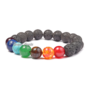 Bracelet de perles Chakra en pierre de lave | Achetez maintenant 7 Bracelets Chakra en ligne au meilleur prix sur anam agate - Product Image 1