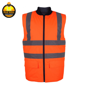 Veste de travail d'hiver haute visibilité en polyester, gilet de sécurité réfléchissant pour la construction, gilet réversible - Product Image 4