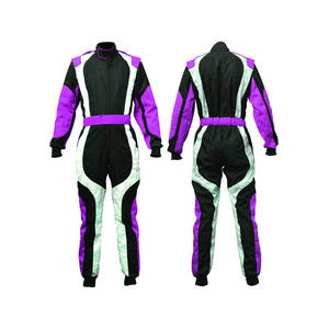 Combinaison de course personnalisée pour homme, manches longues, ignifuge, couleurs contrastées violet, noir et blanc, polyester, toutes saisons, pour moto et automobile - Product Image 6
