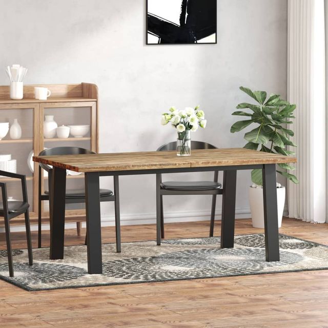 Solid Acacia Wood Dining Table 66.9\"x35.4\"-Rustic Style