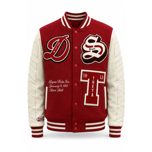 Delta Sigma Theta Varsity Jacket <b>Red</b> <b>Wool</b> Polyester Embroidered Letterman Preppy Style Autumn Coat - Product Image 5