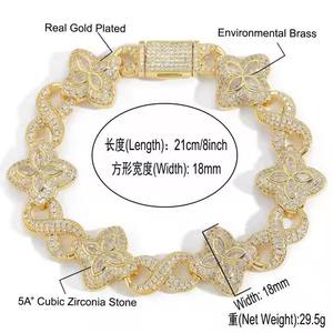 Bracelet unisexe de luxe en argent plaqué or avec diamants de laboratoire de qualité supérieure, chaîne cubaine Hip Hop JEWERA - Product Image 2
