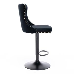 Modern Upholstered Bar <b>Stools</b> with Swivel Velvet Seat <b>Adjustable</b> 25 33 Inch Height 17.7 Inch Base Furniture - Product Image 5