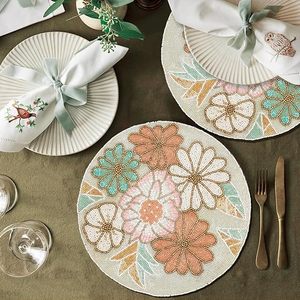 Most Trending <b>Beaded</b> <b>Placemat</b> Embroidered Floral Design Multi-color <b>Placemat</b> Protect Your Dining From Heat Damage in Low Price - Product Image 5