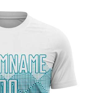 Camiseta de Fútbol Personalizada Blanca y Verde Azulado, Uniforme de Equipo, Camiseta Deportiva de Manga Corta con Nombre y Número - Product Image 4