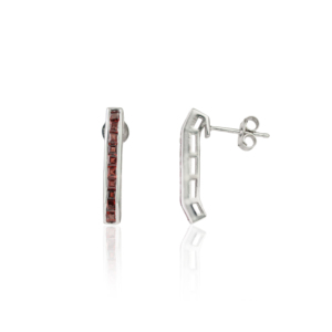 Beautiful Handcrafted Solid 925 <b>Sterling</b> <b>Silver</b> Princess Cut Garnet January Birthstone Fine <b>Stud</b> Earrings For Women's - Product Image 3