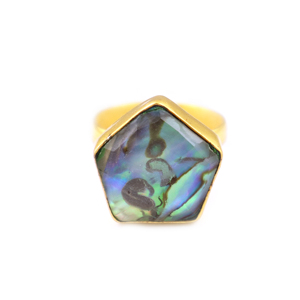 Contemporary Design <b>Abalone</b> <b>Shell</b> Gemstone Fancy Shape 18K Gold Plated Ring Brass Jewellery For Women Rings Wholesale Bulk - Product Image 1
