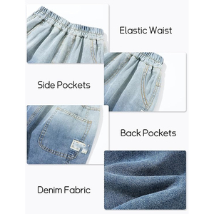 Wholesale Acid Wash Denim Jorts Unisex Loose Fit Streetwear Vintage Cotton <b>Shorts</b> Supplier - Product Image 4