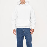 Sudadera con Capucha Blanca para Hombre, Corte Regular, Color Sólido, Informal, de Algodón, para Otoño
