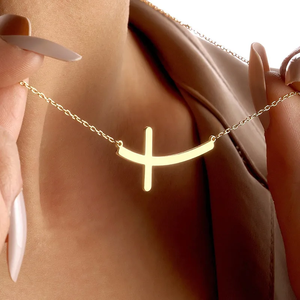 สร้อยคอจี้รูปกางเขนสำหรับศาสนา ทำจากสแตนเลส 304 ชุบทองคำแท้ 18K ความหนา 0.03µm-0.05µm พร้อมสายโซ่แบบเคเบิล - Product Image 3