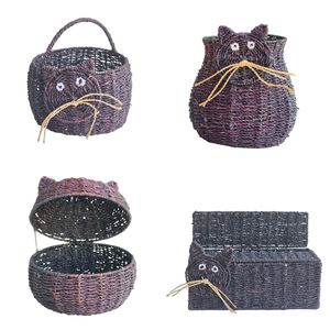 Panier décoratif FELINE FUN en jonc de mer pour rangement, organisateur pour salle de bain et buanderie - Product Image 6
