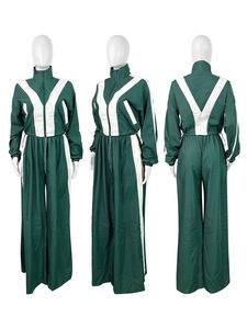 Ensemble 2 pièces pour femmes, veste zippée, pantalon taille haute à cordon de serrage, pantalon à jambes larges, ensemble de survêtement décontracté et ample - Product Image 4