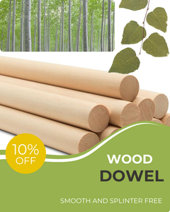 Tiges en bois massif naturel durables 1/2"x12" – Bâtons ronds lisses pour le bricolage, la fabrication de meubles et les idées de décoration intérieure - Product Image 3