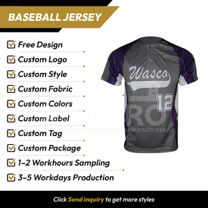 Maillot de baseball personnalisé sublimé pour homme, manches courtes, anti-humidité, coupe ample, fermeture boutonnée, 100 % polyester, antibactérien, gris - Product Image 2