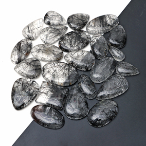 Natural <b>Black</b> Rutile Round Mix Shape Cabochon Perfect Loose Gemstone for Crafting and Collectibles - Product Image 6