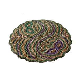 Custom Beaded <b>Embroidery</b> Placemats With Unique Art Design Luxury Handmade Seed Beads Placemats For Wedding Tables - Product Image 5