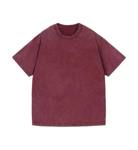 Camiseta de manga corta oversize para hombre 2026, color morado, cuello redondo, teñida en prenda, 100% algodón jersey, casual, color liso, ajuste de punto, ODM OEM - Product Image 6