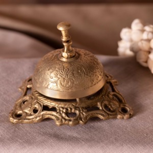 Elegant Metal Table <b>Bell</b> Classic Hand <b>Bell</b> Decorative Desk <b>Bell</b> for Hotel Reception Restaurant <b>Service</b> Home Decor and Gifting Us - Product Image 1