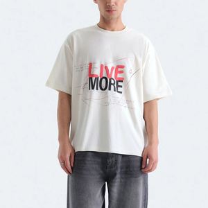 Camiseta Holgada de Gran Tamaño para Hombre, Camiseta Informal de Algodón Grueso para Impresión de Logotipo Personalizado - Product Image 1