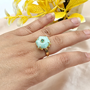 Bague ajustable en pierres naturelles améthyste, amazonite, œil de tigre, quartz rose, plaquée or 18 carats, bijoux de créateur pour femmes, vente en gros - Product Image 3