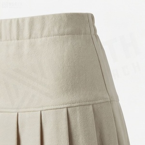 Women Pleated Mini <b>Skirt</b> <b>Elastic</b> Waist Solid Color Soft Woven Fabric All Seasons Casual Style - Product Image 5