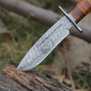 Nouvelle édition personnalisée de couteau de survie ambidextre fait main en acier Damas 1095, couteau de chasse Bowie en bois de rose avec manche en cuir empilé - Product Image 4
