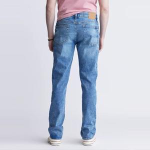 Jean en denim slim droit pour homme, style streetwear, éco-responsable, blanc délavé, prix de gros abordable - Product Image 3