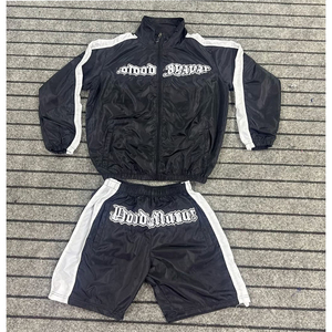 Ensemble de survêtement coupe-vent à capuche pour homme, grande taille, avec logo personnalisé, en nylon, pour le jogging et la course à pied – Vente chaude - Product Image 1