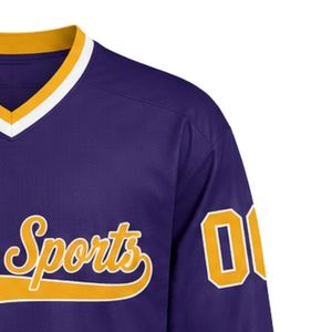 Men Purple Sublimated <b>Ice</b> Hockey V Neck Striped Jersey Polyester Sports Shirt Team Wear Match Training Athletic Apparel - Product Image 4