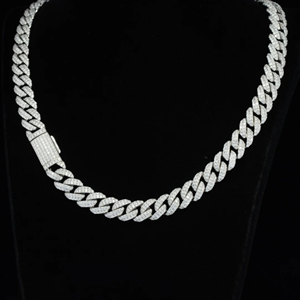 Factory Direct High Quality 10mm Iced Hip Hop Cuban Chain Gold Plated 925 Sterling <b>Silver</b> Cut Moissanite Elegant Design - Product Image 4