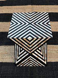 Mesa de Cajones con Incrustaciones de Hueso de ILAHI, con Base de Latón, Diseño Moderno, Detalles de Ágata, Almacenamiento de Tres Niveles, Mueble Portátil para el Hogar - Product Image 2