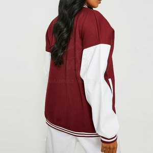 Street Style Women Letterman Jacket <b>Covered</b> <b>Button</b> Outerwear Soft Wool Blend Custom Design Bulk Supplier - Product Image 3