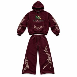 Custom <b>Men</b> Tribal Print Pullover Hoodie Wide Leg Sweatpants Set 2 Piece <b>Winter</b> Y2K Streetwear Hip Hop Fleece Tracksuit <b>Clothes</b> - Product Image 4