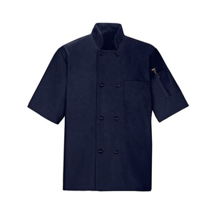 Chaqueta de Chef Unisex de Manga Corta, Tela de Lona, Impresión Digital, Cierre de Botones a Presión, Uniforme para Restaurante o Bar, Blanca - Product Image 5