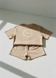 Ensemble T-shirt et short deux pièces pour homme, style streetwear, color block, écologique, 100 % coton molletonné, service OEM - Product Image 2