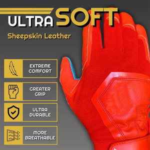 ถุงมือตีลูกเบสบอลแบบสั้นแบบดั้งเดิม - ถุงมือเบสบอลและซอฟต์บอลสำหรับเยาวชน - นุ่มพิเศษ ทนทาน ระบายอากาศได้ดี ทำจากหนังแกะ - Product Image 3