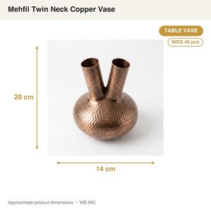 Handmade Antique <b>Copper</b> Twin Neck Table <b>Vase</b> 14 cm for Home Decor & Weddings - Product Image 3