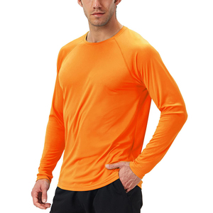 Men Orange Long Sleeve <b>Raglan</b> T-Shirt Regular Fit O-Neck Quick Dry Knitted 100% Polyester Casual Workout <b>Top</b> - Product Image 5