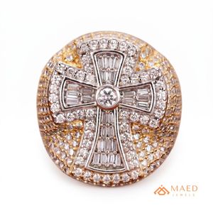 <b>Mens</b> Gold Plated Moissanite Cross <b>Ring</b> Hip Hop Statement Jewelry <b>for</b> <b>Men</b> Daily Style Wedding Anniversary Gift - Product Image 1