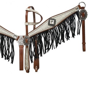 Fait à la main 100% cuir de vache Western une oreille tête tête poitrine collier ensemble filigrane impression goujon travail cheval fabricant en gros - Product Image 1