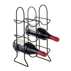Estante Metálico para Botellas de Vino de 3 Niveles, Negro, para Almacenamiento y Exhibición, de Sobremesa, Moderno y de Diseño - Product Image 1